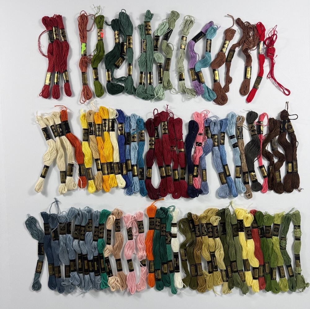Vintage DMC Cotton Embroidery Floss Thread Lot 87 Skeins Black Label